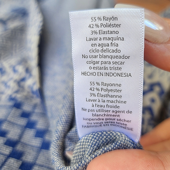 Lularoe Blue & Gray Abstract Patchwork Short Sleeve Oversized Comfy Top - Picture 5 of 5